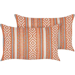 Beliani Dekokissen 2er-Set Orange 50/30 cm Inula , Textil , 50x30 cm , Heimtextilien, Wohntextilien, Kissen, Zierkissen