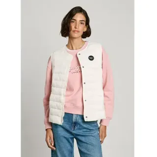 Pepe Jeans für Damen. PL402584 Weste Jane weiß (S), Lässig, Nylon
