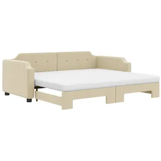 vidaXL Tagesbett Ausziehbar mit Matratzen Creme 80x200 cm Stoff - Creme