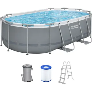 BESTWAY Steel Pro Max Frame Pool Set 427 x 250 x 100 cm inkl. Filterpumpe und Poolleiter