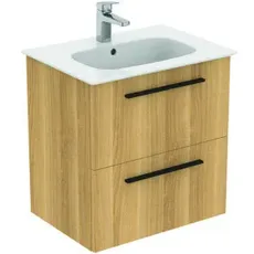 Ideal Standard i.life A Möbelpaket m. Waschtisch 60cm, u. Schrank, Griff schwarz, K8742, Farbe: Eiche Natur