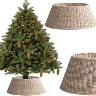 Coil Weihnachtsbaumdecke, Weihnachtsbaumrock, Weihnachtsbaumabdeckung, Weihnachtsbaumständer, Metall/Karton, Durchmesser: 58cm, Oval, Beige - Beige