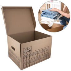 IDEA HOME 12er SET Umzugskarton Movebox Archivkarton Aufbewahrungsbox Aus Pappe Mit Deckel Sehr Stabil Verpackungskarton mit einer Tragkraft von 30 kg Größe: 431x333x294mm