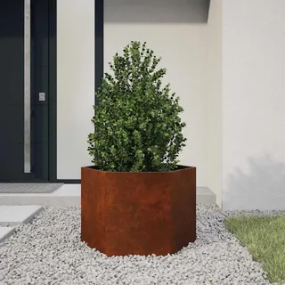 Tonture Pflanzkübel Rostig aus Cortenstahl 60x60x45 cm wetterfest blumentopf pflanzgefäß blumenkasten hochbeet für Garten Balkon Terrasse mit Drainage und Bewässerung