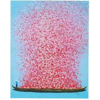 Kare Design Leinwandbild Folwer Boat, Blau/Pink, Wandbild, Canvas, Klein, Wohnzimmer, Schlafzimmer, Esszimmer, Flur, 30x40 cm