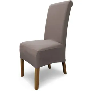 Scheffler Home Stuhlhussen Emma Cottina Taupe 4er Set – Elastische waschbare Stuhlbezüge aus Baumwolle – Stuhlabdeckungen für Hochlehner Esszimmerstühle – Öko-Tex Zertifiziert