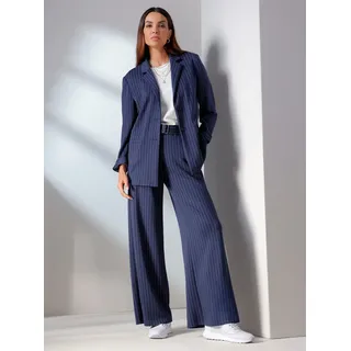Jerseyblazer HEINE "Jersey-Blazer", Damen, Gr. 38, marine, ecru nadelstreifen, 55% Viskose, 40% Polyester, 5% Elasthan, Blazer Jerseyblazer