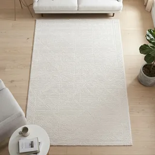 Sehrazat Moda 1200 Kurzflorteppich 80 x 150 cm Beige/Weiß