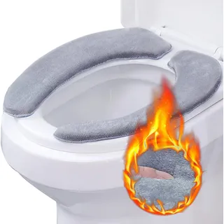 1 Paar Toilettensitzbezug, Wärmer WC-Sitzbezug, Toilettenmatte Stick-Typ Waschbar Wc-Sitz Pad Wc Wärmer Pad für Universal Toilettensitz, Toilet Seat Cover - Schwarz