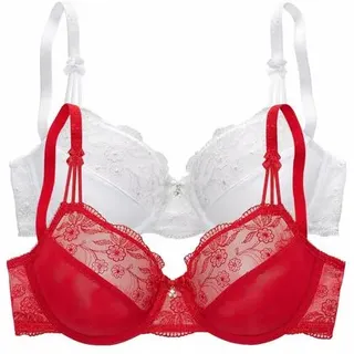 Nuance Bügel-BH Packung, 2 Stück, mit schöner Stickereispitze, Dessous, rot