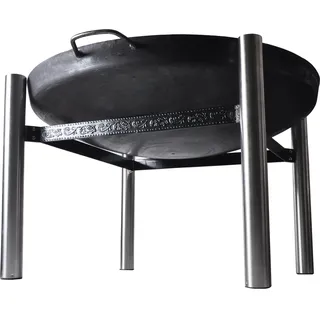 Köhko Designer-Feuerschale Ø 80 cm + 2 Griffen mit Ständer (Höhe 50 cm) aus Edelstahl und lackierten Eisenstreben 42019