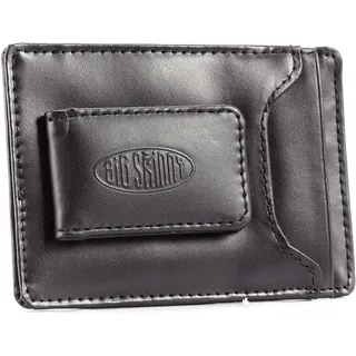 Big Skinny Herren Leder Magnet Geldklammer Slim Wallet für bis zu 12 Karten Schwarz