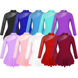 Tanz Kleid Ballettkleid Tanzkleid Garde Eiskunstlaufen Einteiler mit Body, Rot, 158-164