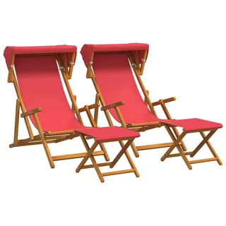 vidaXL Liegestuhl 4 pcs 3 Position Massives Eukalyptus Holz Rot - Rot