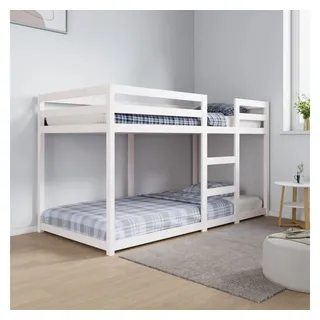 vidaXL Etagenbett mit Leitplanken 90 x 190 cm Kiefer massiv weiß