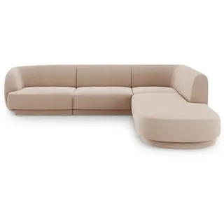 Micadoni Ecksofa rechts Miley aus Samt cappuccino 6 Sitzplätze , Cappuccino , Textil , L-Form , 255x248 cm , Hergestellt in Europa, Oeko-Tex® , Wohnzimmer, Sofas & Couches, Wohnlandschaften, Ecksofas