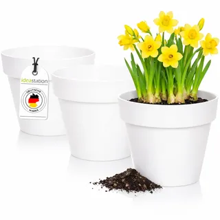 idea-station Blumentopf 14cm - 3 Stück - weiß - Plastik Übertöpfe