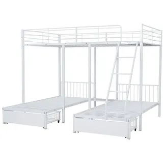 Komhtom Metallbett 140/200 cm in Weiß Multifunktionales , Metall , Mode , Rechteckig , Schlafzimmer, Betten, Metallbetten