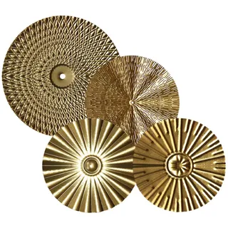 Wanddeko Metall, 4/7 Stück Runde Wanddekoration Wandschmuck Dekorationen,3D Wandornament, Rund Metallbilder Gold Wandskulptur für Haus Wohnzimmer Esszimmer Schlafzimmer Küche Korridor (Gold (4 Stück))