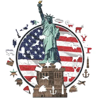 Iconic Puzzles, Statue of Liberty, 100% ökologisch nachhaltiges Holzpuzzle mit offizieller Lizenz, Größe S, 150 Teile