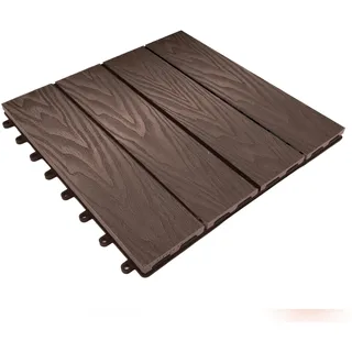 Floordirekt WPC Fliesen 30x30 cm, 1m2 = 11 Terrassenfliesen, Klickfliesen, Balkonfliesen in Holzoptik - Bodenbelag für Balkon & Terrasse - wetterfest mit Drainagefunktion | Noble | Braun