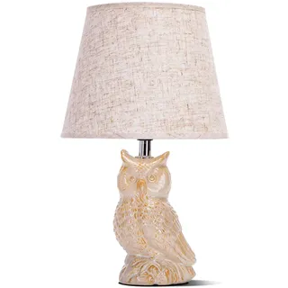 Aigostar Tischlampe aus Keramik, Vintage Tischleuchte mit Stoffschirm, E14 Fassung, max.40W, Moderne Nachttischlampe, Nachtlicht für Schlafzimmer, Wohnzimmer, Büro (ohne Leuchtmittel) - H325mm