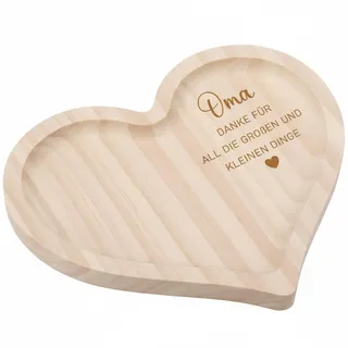 Geiserailie Dankeschön Geschenke für Oma Herzförmige Holztablett | Holz Deko Tablett mit Gravur Danke Geschenk Beste Oma für Geburtstag Schwiegermutter Uroma Großeltern Weihnachten