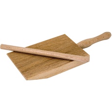 Tredoni Professionelles Gnocchi/Garganelli Holz-Paddel Schräg Grat Brett Pasta Hersteller + Stick, 9x12,5 cm