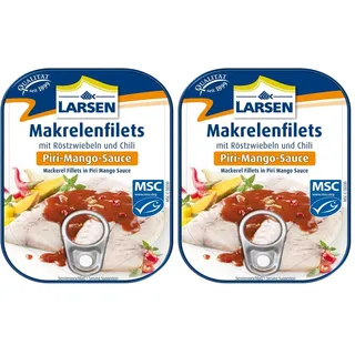 Larsen MSC Makrelenfilets In Piri-Mango-Sauce, 110 g (Packung mit 2)