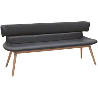 Voglauer Sitzbank , Schwarz, Eichefarben , Holz, Textil, Leder , Echtleder , Nappaleder, Rindleder , Wildeiche , massiv , 210x84.5x64.5 cm , Goldenes M, Made in Austria , Lederauswahl, Stoffauswahl , Esszimmer, Bänke, Sitzbänke, Polsterbänke