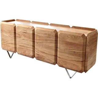 DeLife Kommode Kiano Akazie Natur 175 cm 4 Türen V-Fuß Edelstahl Raumteiler