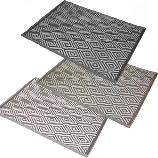 Famanu XL XXL Outdoor Teppich - Wetterfest - 150 x 210 cm - Rauten in Schokoladebraun