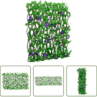 The Living Store Rankgitter mit Künstlichem Efeu Erweiterbar Grün 180x70 cm