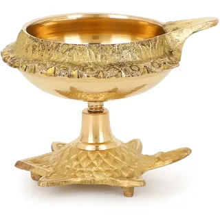 Zap impex Traditionelle Messing-Öllampe Messing Deep Diya Indische Öllampe Diwali Puja-Lampe Kuber Tortoise Diya (1)