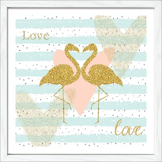 Pro-Art gerahmtes Wandbild Slim Scandic Flamingos in love, 32,5x32,5 cm