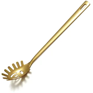 Gold Spaghetti Löffel, Berglander Nudelserver mit Titanvergoldung, Edelstahl Spaghetti Server zum Kochen, Nudelgabel, Nudelgabel, spülmaschinenfest, leicht zu reinigen