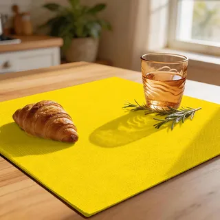 Rinpon Tischsets aus Stoff, 6 Stück, Leinentyp, Stoff, maschinenwaschbar, hitzebeständig, Platzsets, knitterfrei, Dickes Polyester, Küchen-Tischsets für Esstisch (Gelb)