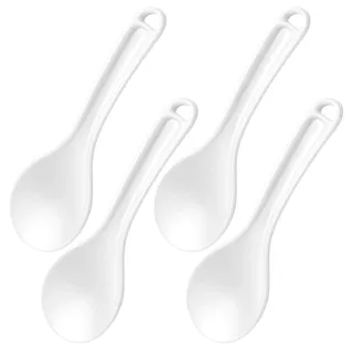 4 Servierlöffel Antihaft Reislöffel, 19,5 x 7 cm, Reislöffel aus Kunststoff, Kochlöffel für Reis Kartoffelpüree, PP Kunststoffe, Weiß Servierlöffel aus Kunststoff, groß und praktisch