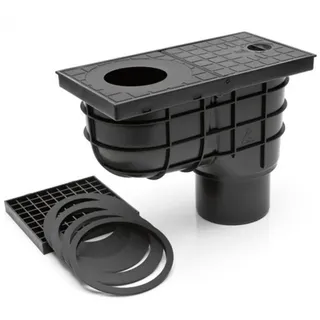 Dachrinnenablauf Regensinkkasten Regenrohrablauf senkrechter Sinkkasten 325 C - Schwarz