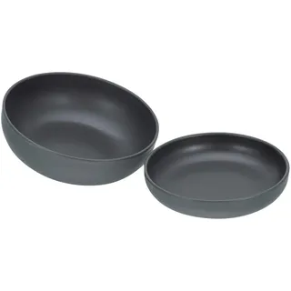 Creatable Salatschüssel , Schwarz , Keramik , 2-teilig , rund , lebensmittelecht , Geschirr, Schalen & Schüsseln, Salatschüsseln