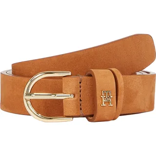 Ledergürtel TOMMY HILFIGER "ESSENTIAL EFFORTLESS 2.5 cm breit NUBUCK", Damen, Gr. 80, cinnamon bark, Rindsleder, unifarben, Gürtel Ledergürtel, Größenverstellbar
