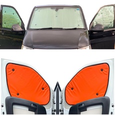 Fensterrollo-Set Kombatibel Mit FIAT Scudo (2022-Date)(Komplettset MWB + Heckklappe) Rückseite einfärben Tango-Orange, Reversibel und Thermisch