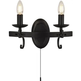Rustic-Country Cartwheel Iii Stahl Schwarz 2 Lichter E14