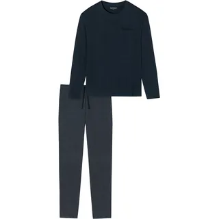 SCHIESSER Pyjama »"Ebony"«, (2 tlg.), mit rundem Halsausschnitt, blau 52