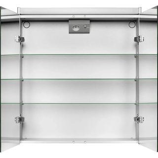 Spiegelschrank JOKEY "Dekor Alu LED", silber (spiegel), B:65,4cm H:72cm T:15,3cm, Schränke, Spiegelschrank, Aluminium, 65,4cm breit