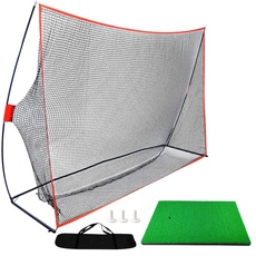 Golfnetz, Practice 10 ftx 7 ft, tragbar, mit Transporttasche und Golfmatte, 30 x 40 cm, Golfnetz für den Außenbereich, drinnen Garten, Sport im Freien (10 ftx7 ft), schwarz)