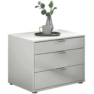 Dieter Knoll Nachtkästchen , Weiß , Glas, Holzwerkstoff , 3 Schublade(n) Schubladen , 60x48x43 cm , ISO 9001, Made in Germany , Typenauswahl, Soft-Close-System , Schlafzimmer, Nachtkästchen