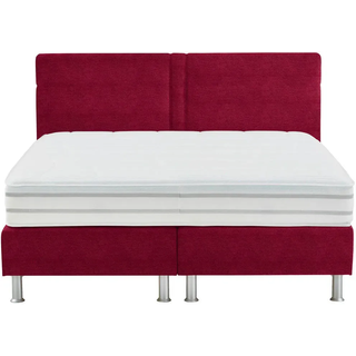 Beldomo - Sleep Boxspringbett , Rot , Kunststoff , H3 + H4 , Höhe ca. 26 cm , 160x200 cm , gepolstertes Kopfteil, Stoffauswahl, in verschiedenen Größen erhältlich, Partnermatratze mit durchgehendem Bezug, Matratze in verschiedenen Härtegraden erhältlich , Schlafzimmer, Betten, Doppelbetten