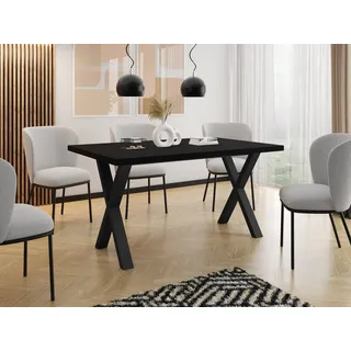 WFL GROUP Rechteckiger Esstisch 120 x 76 x 80 cm schwarz