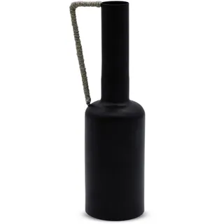 Metall Blumenvase Amanda schwarz - 32 cm - Moderne Tischvase mit Henkel - Tischdeko Fensterdeko Blumenvase mit Griff modern elegant
